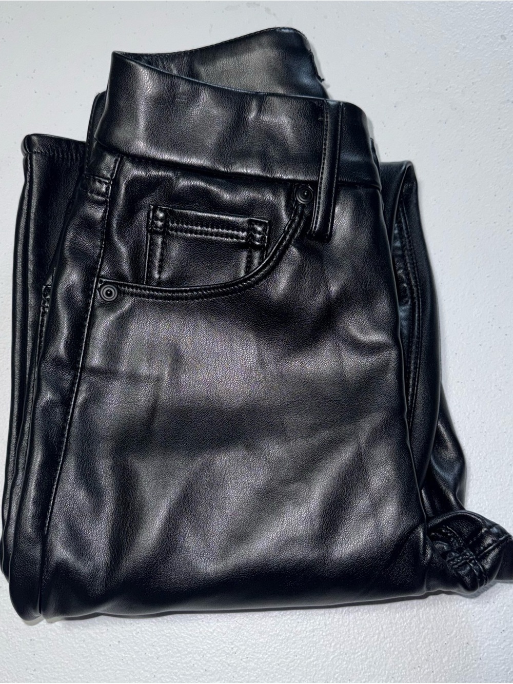 Good American Better Than Leather Good Legs Pants Black Size 00/24 Faux Leather - Picture 6 of 13